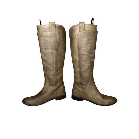 Frye Paige Size 7.5 Tall Knee High Equestrian Riding Boots Taupe Leather - Picture 6 of 11